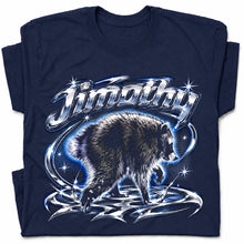 SF_COLOR=navy; SF_ITEM=adult-t-shirt; SF_ROLE=gallery; Jimothy Raccoon Chrome Logo T-Shirt YK Aesthetic Blue Aura Funny Trash Panda - Navy Adult T-Shirt product image