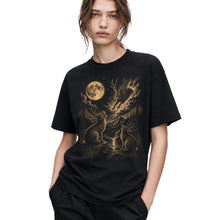 SF_COLOR=black; SF_ITEM=adult-t-shirt; SF_ROLE=gallery; Jumping Jackalope T-Shirt Vintage Night Sky Full Moon Mythical Creature Top - Black Adult T-Shirt product image