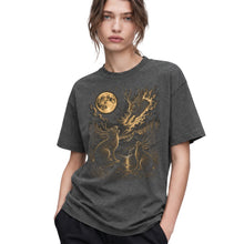 SF_COLOR=dark-heather; SF_ITEM=adult-t-shirt; SF_ROLE=gallery; Jumping Jackalope T-Shirt Vintage Night Sky Full Moon Mythical Creature Top - Dark Heather Adult T-Shirt product image