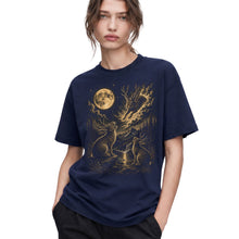 SF_COLOR=navy; SF_ITEM=adult-t-shirt; SF_ROLE=gallery; Jumping Jackalope T-Shirt Vintage Night Sky Full Moon Mythical Creature Top - Navy Adult T-Shirt product image