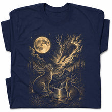 SF_COLOR=navy; SF_ITEM=adult-t-shirt; SF_ROLE=gallery; Jumping Jackalope T-Shirt Vintage Night Sky Full Moon Mythical Creature Top - Navy Adult T-Shirt product image