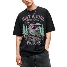 SF_COLOR=black; SF_ITEM=adult-t-shirt; SF_ROLE=main; Just a Girl Who Loves Pigeons T-Shirt Pastel Nature Bird Lover Graphic Tee - Black Adult T-Shirt product image