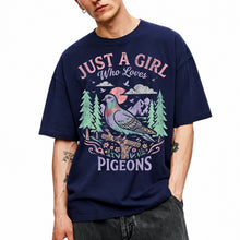 SF_COLOR=navy; SF_ITEM=adult-t-shirt; SF_ROLE=main; Just a Girl Who Loves Pigeons T-Shirt Pastel Nature Bird Lover Graphic Tee - Navy Adult T-Shirt product image