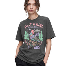 SF_COLOR=dark-heather; SF_ITEM=adult-t-shirt; SF_ROLE=gallery; Just a Girl Who Loves Pigeons T-Shirt Pastel Nature Bird Lover Graphic Tee - Dark Heather Adult T-Shirt product image