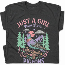 SF_COLOR=dark-heather; SF_ITEM=adult-t-shirt; SF_ROLE=gallery; Just a Girl Who Loves Pigeons T-Shirt Pastel Nature Bird Lover Graphic Tee - Dark Heather Adult T-Shirt product image
