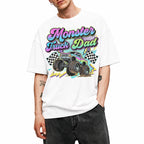 SF_COLOR=white; SF_ITEM=adult-t-shirt; SF_ROLE=gallery; Monster Truck Dad Racings T-Shirt Retro Neon Gift Tee - White Adult T-Shirt product image