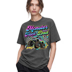 SF_COLOR=dark-heather; SF_ITEM=adult-t-shirt; SF_ROLE=gallery; Monster Truck Dad Racings T-Shirt Retro Neon Gift Tee - Dark Heather Adult T-Shirt product image