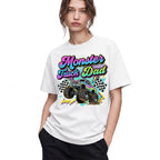 SF_COLOR=white; SF_ITEM=adult-t-shirt; SF_ROLE=gallery; Monster Truck Dad Racings T-Shirt Retro Neon Gift Tee - White Adult T-Shirt product image