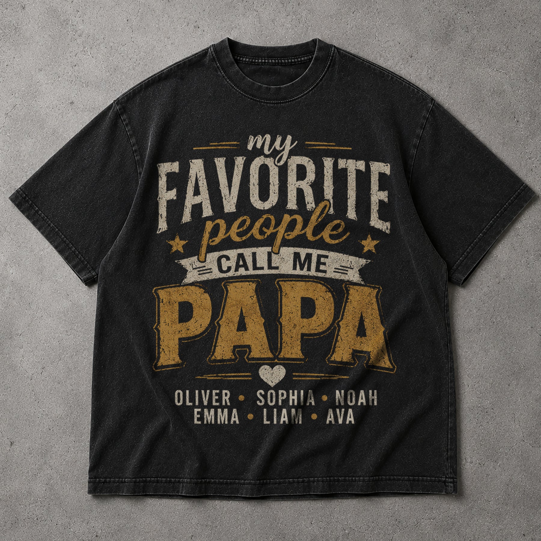 SF_COLOR=black; SF_ITEM=adult-t-shirt; SF_ROLE=main; My Favorite People Call Me Papa T-Shirt Custom Names Fathers Day Tee - Black Adult T-Shirt product image
