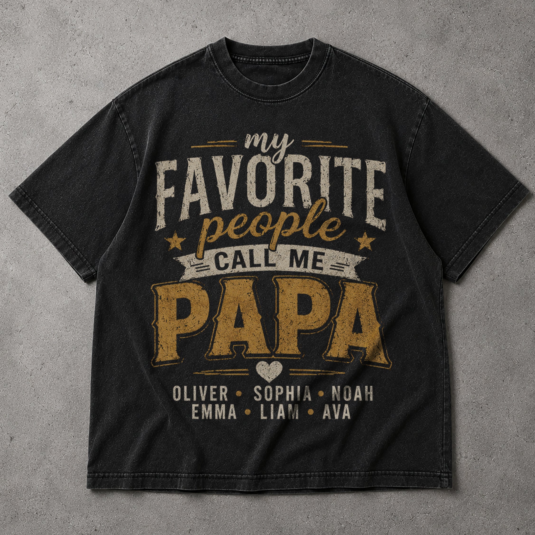SF_COLOR=black; SF_ITEM=adult-t-shirt; SF_ROLE=main; My Favorite People Call Me Papa T-Shirt Custom Names Fathers Day Tee - Black Adult T-Shirt product image