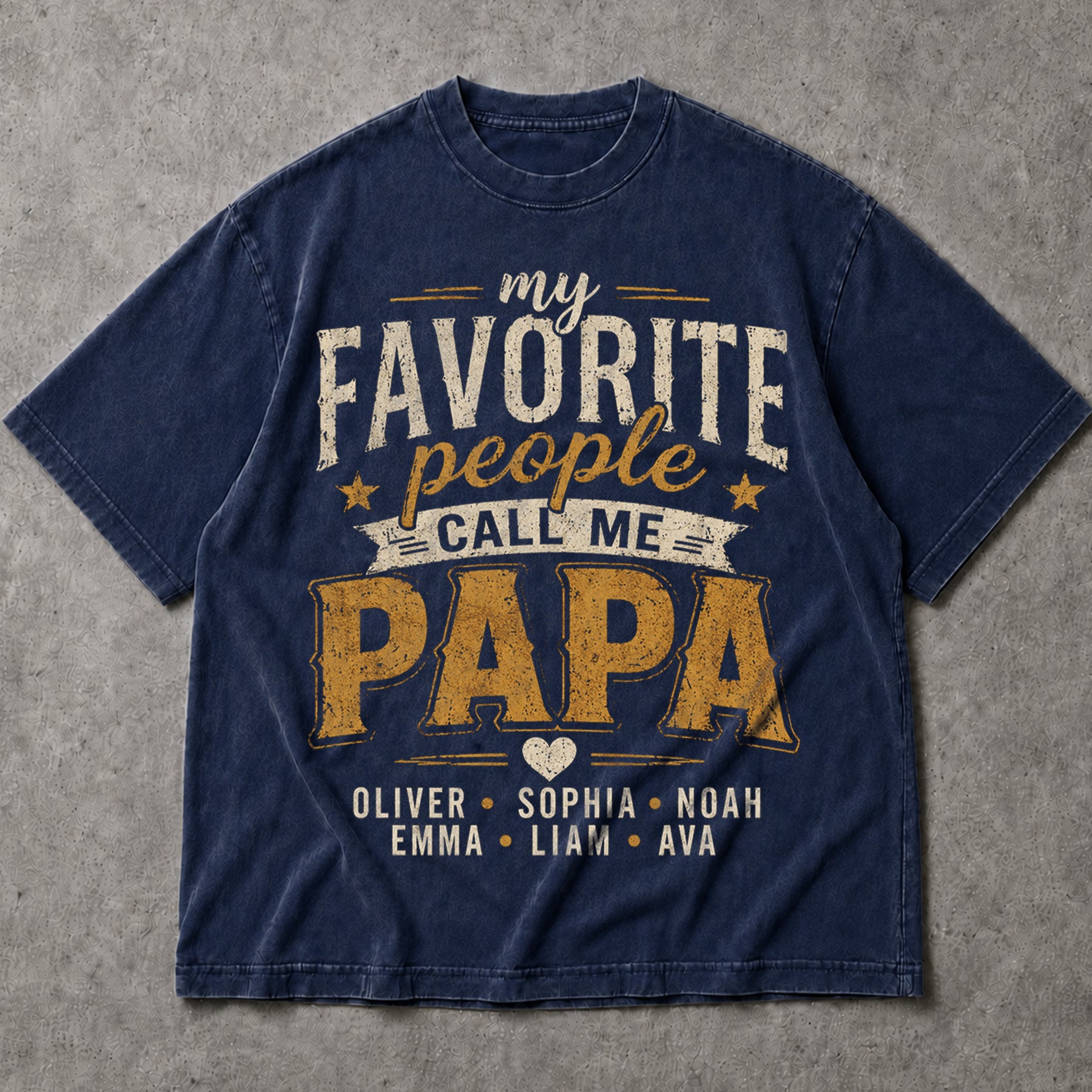 SF_COLOR=navy; SF_ITEM=adult-t-shirt; SF_ROLE=main; My Favorite People Call Me Papa T-Shirt Custom Names Fathers Day Tee - Navy Adult T-Shirt product image