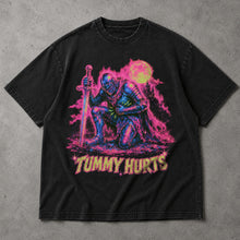 SF_COLOR=black; SF_ITEM=adult-t-shirt; SF_ROLE=main; Neon Tummy Hurts Knight T-Shirt Funny Chronic Illness Medieval Armor Tee - Black Adult T-Shirt product image
