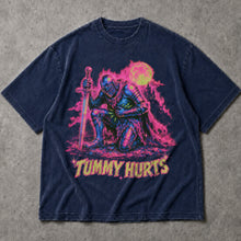 SF_COLOR=navy; SF_ITEM=adult-t-shirt; SF_ROLE=main; Neon Tummy Hurts Knight T-Shirt Funny Chronic Illness Medieval Armor Tee - Navy Adult T-Shirt product image