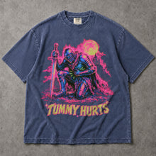 SF_COLOR=sport-grey|denim; SF_ITEM=adult-t-shirt; SF_ROLE=main; Neon Tummy Hurts Knight T-Shirt Funny Chronic Illness Medieval Armor Tee - Sport Grey, Denim Adult T-Shirt product image
