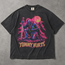 SF_COLOR=graphite; SF_ITEM=adult-t-shirt; SF_ROLE=main; Neon Tummy Hurts Knight T-Shirt Funny Chronic Illness Medieval Armor Tee - Graphite Adult T-Shirt product image