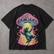 SF_COLOR=black; SF_ITEM=adult-t-shirt; SF_ROLE=main; Neon UFO Abduction Bear T-Shirt Psychedelic Sci Fi Funny Animal Space Tee - Black Adult T-Shirt product image