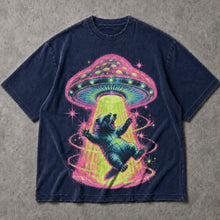 SF_COLOR=navy; SF_ITEM=adult-t-shirt; SF_ROLE=main; Neon UFO Abduction Bear T-Shirt Psychedelic Sci Fi Funny Animal Space Tee - Navy Adult T-Shirt product image