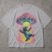 SF_COLOR=sport-grey; SF_ITEM=adult-t-shirt; SF_ROLE=main; Neon UFO Abduction Bear T-Shirt Psychedelic Sci Fi Funny Animal Space Tee - Sport Grey Adult T-Shirt product image