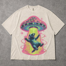 SF_COLOR=ivory; SF_ITEM=adult-t-shirt; SF_ROLE=gallery; Neon UFO Abduction Bear T-Shirt Psychedelic Sci Fi Funny Animal Space Tee - Ivory Adult T-Shirt product image