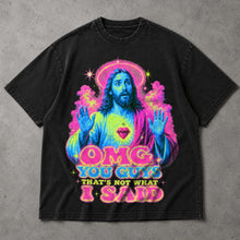 SF_COLOR=black; SF_ITEM=adult-t-shirt; SF_ROLE=main; OMG You Guys Thats Not What I Said T-Shirt Funny Jesus Retro Neon Humor Tee - Black Adult T-Shirt product image