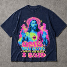 SF_COLOR=navy; SF_ITEM=adult-t-shirt; SF_ROLE=main; OMG You Guys Thats Not What I Said T-Shirt Funny Jesus Retro Neon Humor Tee - Navy Adult T-Shirt product image