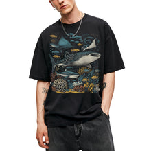 SF_COLOR=black; SF_ITEM=adult-t-shirt; SF_ROLE=main; Ocean Life Whale Shark Stingray Marine Fish T-Shirt Underwater Sea Creature Tee - Black Adult T-Shirt product image