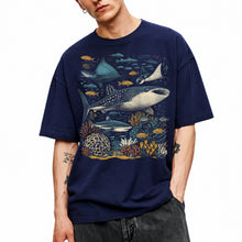 SF_COLOR=navy; SF_ITEM=adult-t-shirt; SF_ROLE=main; Ocean Life Whale Shark Stingray Marine Fish T-Shirt Underwater Sea Creature Tee - Navy Adult T-Shirt product image