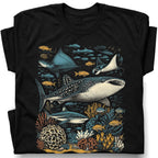 SF_COLOR=black; SF_ITEM=adult-t-shirt; SF_ROLE=gallery; Ocean Life Whale Shark Stingray Marine Fish T-Shirt Underwater Sea Creature Tee - Black Adult T-Shirt product image