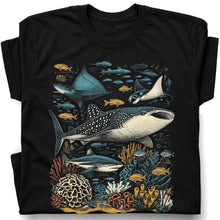 SF_COLOR=black; SF_ITEM=adult-t-shirt; SF_ROLE=gallery; Ocean Life Whale Shark Stingray Marine Fish T-Shirt Underwater Sea Creature Tee - Black Adult T-Shirt product image