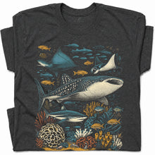 SF_COLOR=dark-heather; SF_ITEM=adult-t-shirt; SF_ROLE=gallery; Ocean Life Whale Shark Stingray Marine Fish T-Shirt Underwater Sea Creature Tee - Dark Heather Adult T-Shirt product image