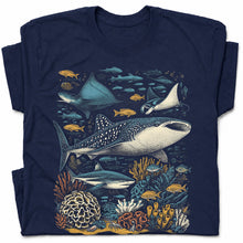 SF_COLOR=navy; SF_ITEM=adult-t-shirt; SF_ROLE=gallery; Ocean Life Whale Shark Stingray Marine Fish T-Shirt Underwater Sea Creature Tee - Navy Adult T-Shirt product image