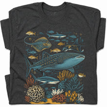 SF_COLOR=dark-heather; SF_ITEM=adult-t-shirt; SF_ROLE=gallery; Ocean Sea Life Whale Shark Coral Reef Fish T-Shirt Marine Biology Diver Tee - Dark Heather Adult T-Shirt product image