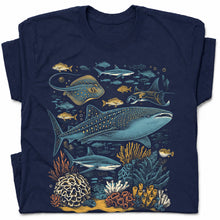 SF_COLOR=navy; SF_ITEM=adult-t-shirt; SF_ROLE=gallery; Ocean Sea Life Whale Shark Coral Reef Fish T-Shirt Marine Biology Diver Tee - Navy Adult T-Shirt product image