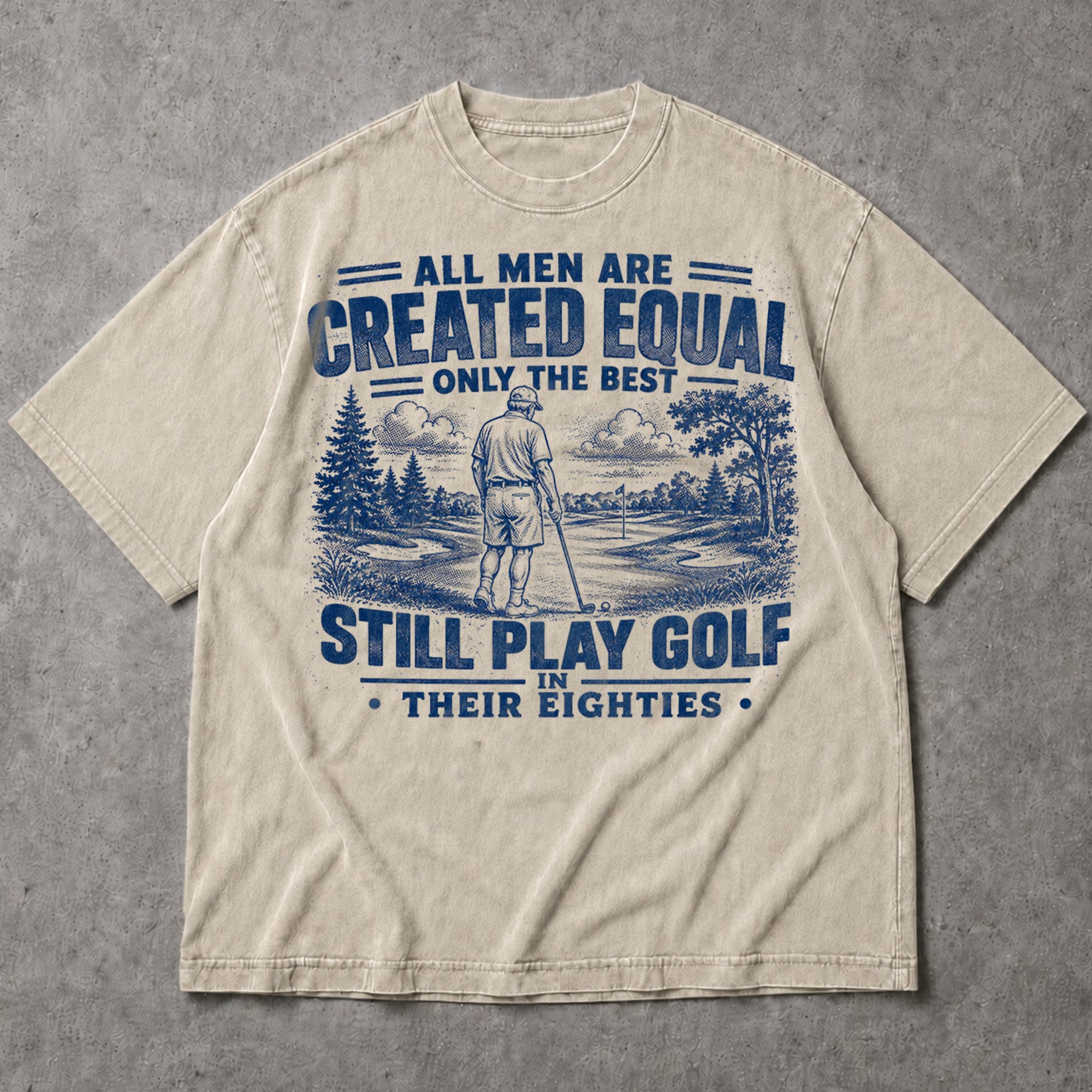 SF_COLOR=sand; SF_ITEM=adult-t-shirt; SF_ROLE=main; Play Golf In Eighties T-Shirt Funny Golfer Sports Humor Vintage Retiree Apparel - Sand Adult T-Shirt product image
