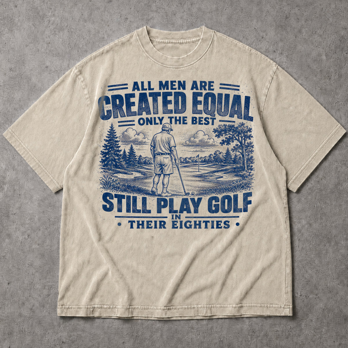 SF_COLOR=sand; SF_ITEM=adult-t-shirt; SF_ROLE=main; Play Golf In Eighties T-Shirt Funny Golfer Sports Humor Vintage Retiree Apparel - Sand Adult T-Shirt product image