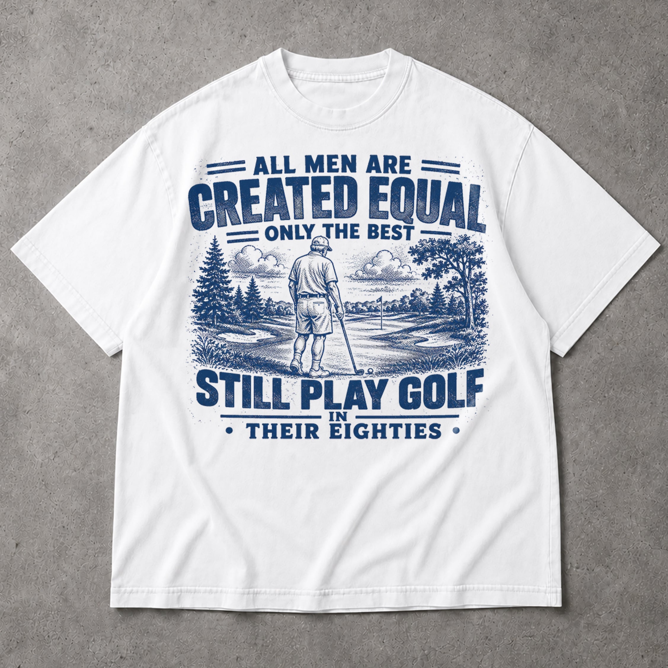 SF_COLOR=white; SF_ITEM=adult-t-shirt; SF_ROLE=main; Play Golf In Eighties T-Shirt Funny Golfer Sports Humor Vintage Retiree Apparel - White Adult T-Shirt product image