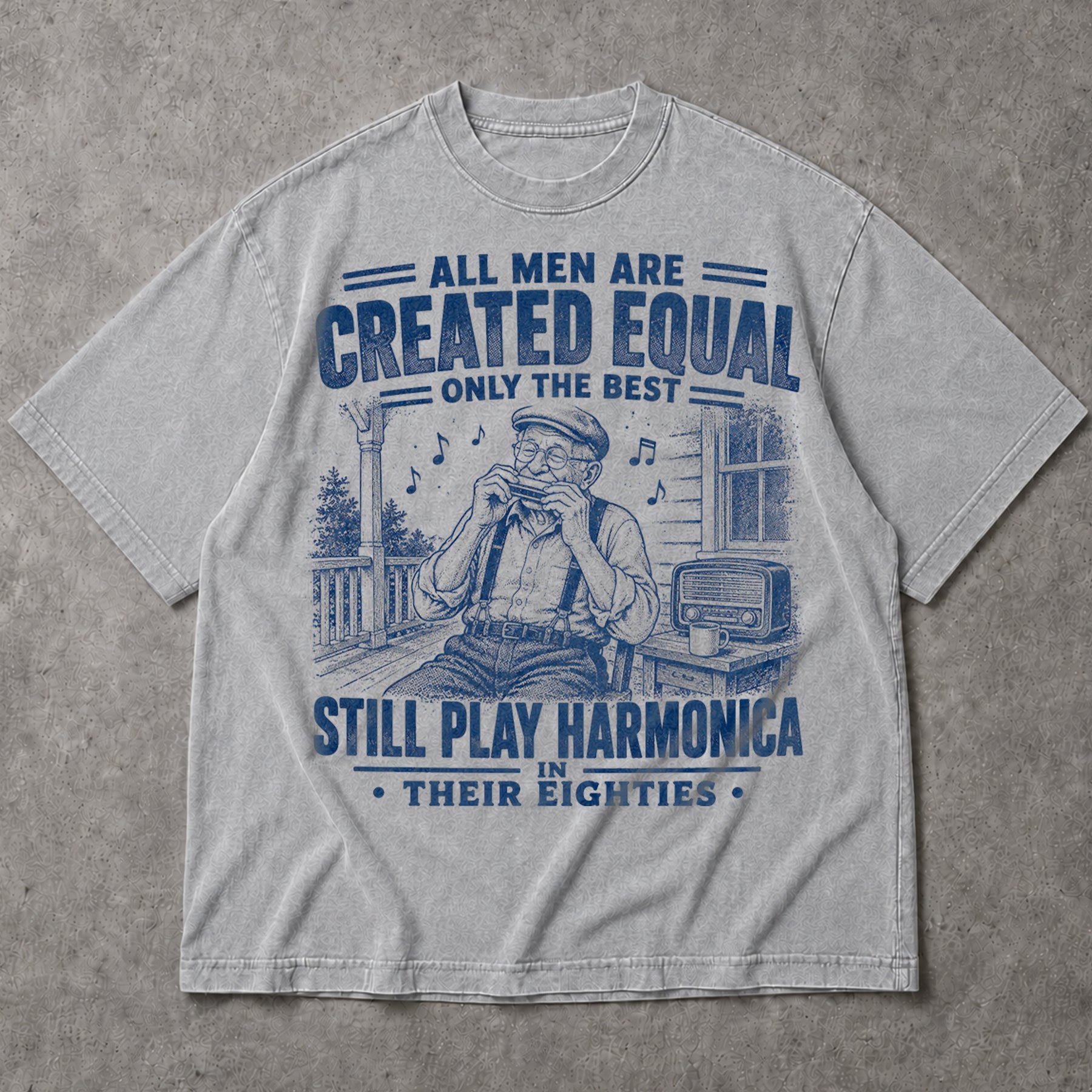SF_COLOR=sport-grey; SF_ITEM=adult-t-shirt; SF_ROLE=main; Play Harmonica In Eighties T-Shirt Funny Musician Vintage Instrut Apparel - Sport Grey Adult T-Shirt product image