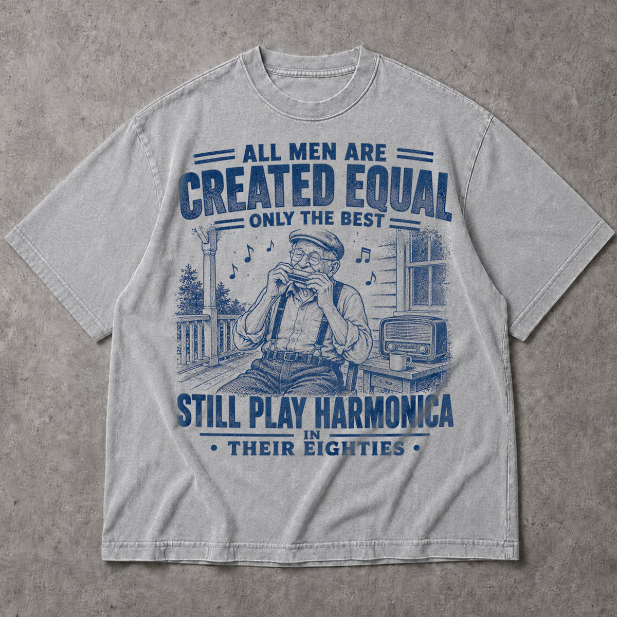 SF_COLOR=sport-grey; SF_ITEM=adult-t-shirt; SF_ROLE=main; Play Harmonica In Eighties T-Shirt Funny Musician Vintage Instrut Apparel - Sport Grey Adult T-Shirt product image
