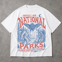 SF_COLOR=white; SF_ITEM=adult-t-shirt; SF_ROLE=main; Protect Our National Parks Bigfoot T-Shirt Cryptids Owl Wendigo Woods Tee - White Adult T-Shirt product image