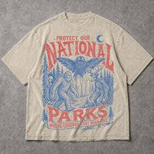 SF_COLOR=sand; SF_ITEM=adult-t-shirt; SF_ROLE=main; Protect Our National Parks Bigfoot T-Shirt Cryptids Owl Wendigo Woods Tee - Sand Adult T-Shirt product image