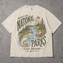 SF_COLOR=ivory; SF_ITEM=adult-t-shirt; SF_ROLE=gallery; Protect Our National Parks Trout Fishing T-Shirt Explore Responsibly Tee - Ivory Adult T-Shirt product image
