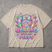 SF_COLOR=sand; SF_ITEM=adult-t-shirt; SF_ROLE=main; Quilting With My Peeps T-Shirt Cute Kawaii Birds Sewing Crafter Hobby Apparel - Sand Adult T-Shirt product image