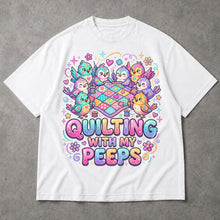 SF_COLOR=white; SF_ITEM=adult-t-shirt; SF_ROLE=main; Quilting With My Peeps T-Shirt Cute Kawaii Birds Sewing Crafter Hobby Apparel - White Adult T-Shirt product image