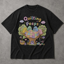 SF_COLOR=black; SF_ITEM=adult-t-shirt; SF_ROLE=main; Quilting With My Peeps T-Shirt Cute Birds Sewing Crafting Hobby Animal Apparel - Black Adult T-Shirt product image