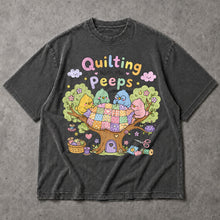 SF_COLOR=dark-heather; SF_ITEM=adult-t-shirt; SF_ROLE=main; Quilting With My Peeps T-Shirt Cute Birds Sewing Crafting Hobby Animal Apparel - Dark Heather Adult T-Shirt product image
