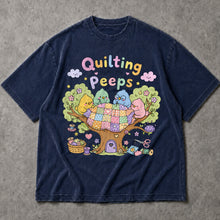 SF_COLOR=navy; SF_ITEM=adult-t-shirt; SF_ROLE=main; Quilting With My Peeps T-Shirt Cute Birds Sewing Crafting Hobby Animal Apparel - Navy Adult T-Shirt product image