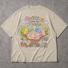 SF_COLOR=sand; SF_ITEM=adult-t-shirt; SF_ROLE=main; Quilting With My Peeps T-Shirt Cute Birds Sewing Crafting Hobby Animal Apparel - Sand Adult T-Shirt product image