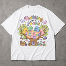 SF_COLOR=white; SF_ITEM=adult-t-shirt; SF_ROLE=main; Quilting With My Peeps T-Shirt Cute Birds Sewing Crafting Hobby Animal Apparel - White Adult T-Shirt product image