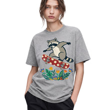 SF_COLOR=sport-grey; SF_ITEM=adult-t-shirt; SF_ROLE=gallery; Raccoon Jumping Skateboard Action Streetwear T-Shirt Cool Wild Skater Item Tee - Sport Grey Adult T-Shirt product image