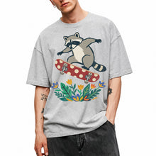 SF_COLOR=sport-grey; SF_ITEM=adult-t-shirt; SF_ROLE=main; Raccoon Jumping Skateboard Action Streetwear T-Shirt Cool Wild Skater Item Tee - Sport Grey Adult T-Shirt product image